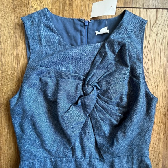 NWT J. Crew Linen Cotton Shift Dress Blue Womens Sz 4 Preppy Minimal New England - Picture 4 of 10